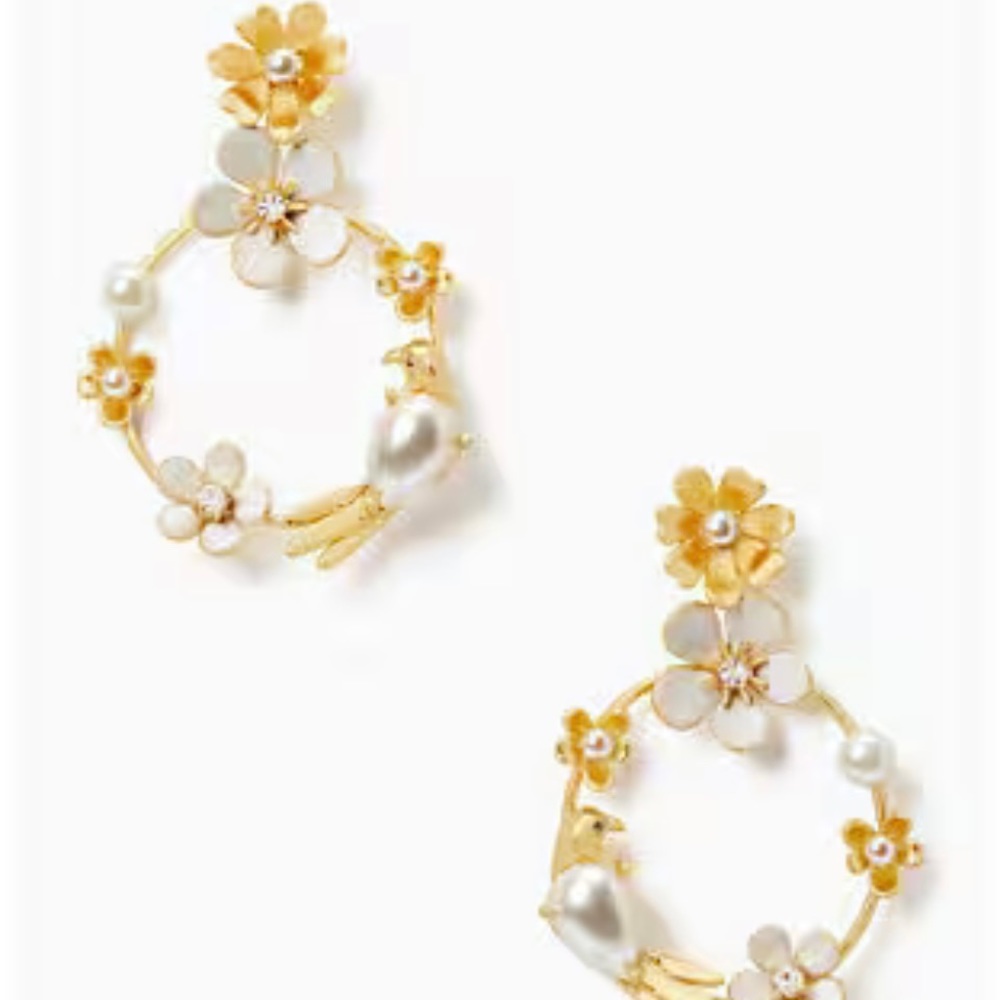 NWT Kate Spade New York Floral Hoop Earrings